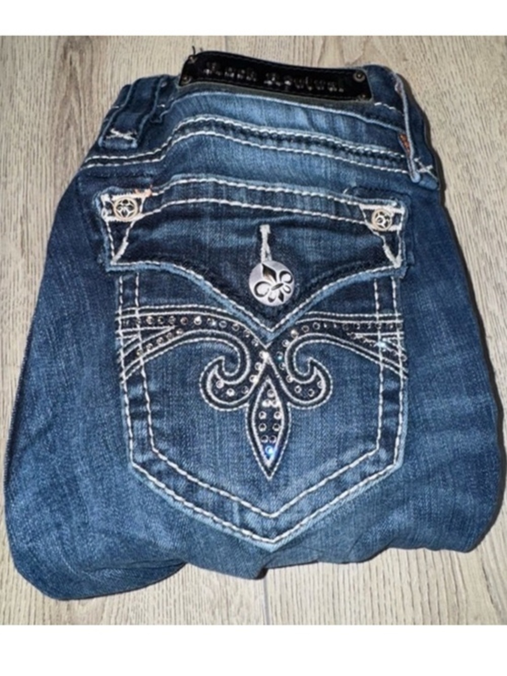 Rock revival sora capri crop cropped Womenโs Blue Jeans denim